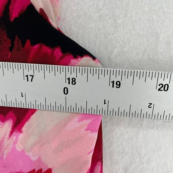 Halogen Blouse Womens 1 XL Pink Red Black Floral Long Sleeve V-Neck Pullover - Picture 4 of 11